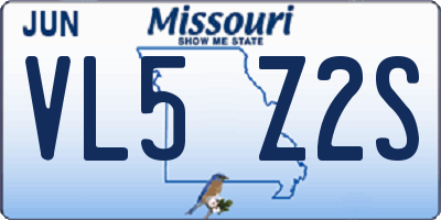 MO license plate VL5Z2S