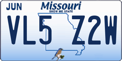 MO license plate VL5Z2W
