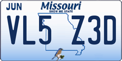 MO license plate VL5Z3D