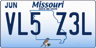MO license plate VL5Z3L