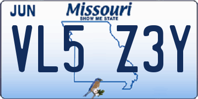 MO license plate VL5Z3Y