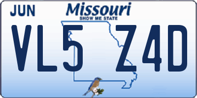 MO license plate VL5Z4D