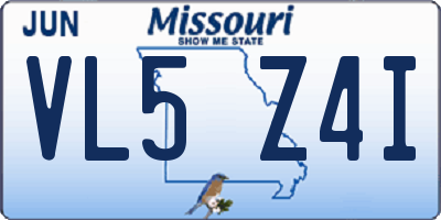 MO license plate VL5Z4I