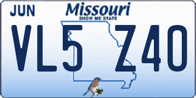 MO license plate VL5Z4O