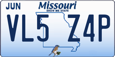 MO license plate VL5Z4P