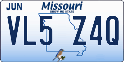 MO license plate VL5Z4Q