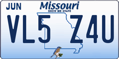 MO license plate VL5Z4U