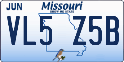 MO license plate VL5Z5B