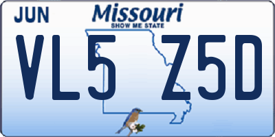 MO license plate VL5Z5D