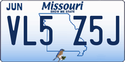 MO license plate VL5Z5J