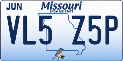 MO license plate VL5Z5P