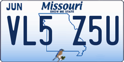 MO license plate VL5Z5U
