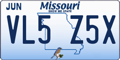 MO license plate VL5Z5X