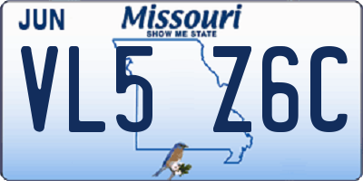 MO license plate VL5Z6C