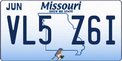 MO license plate VL5Z6I