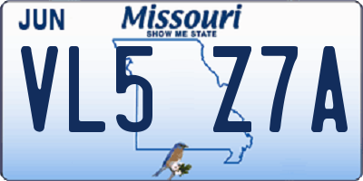 MO license plate VL5Z7A