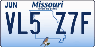 MO license plate VL5Z7F
