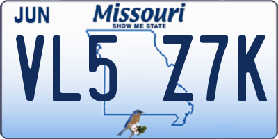 MO license plate VL5Z7K