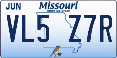 MO license plate VL5Z7R