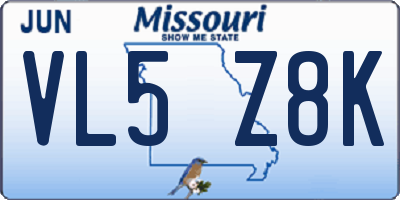 MO license plate VL5Z8K