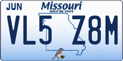 MO license plate VL5Z8M