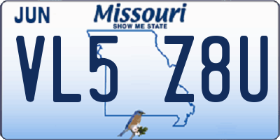 MO license plate VL5Z8U