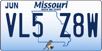 MO license plate VL5Z8W