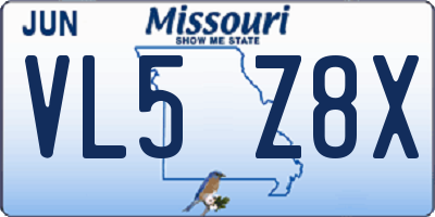 MO license plate VL5Z8X