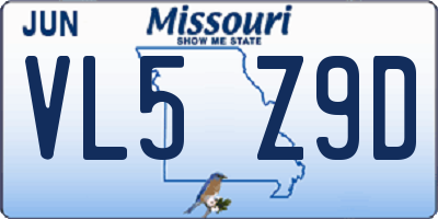 MO license plate VL5Z9D