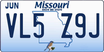 MO license plate VL5Z9J