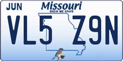MO license plate VL5Z9N