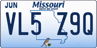 MO license plate VL5Z9Q