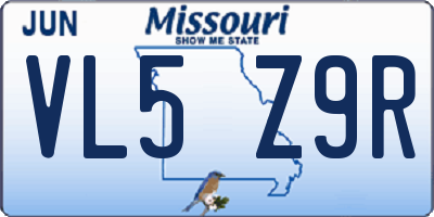 MO license plate VL5Z9R