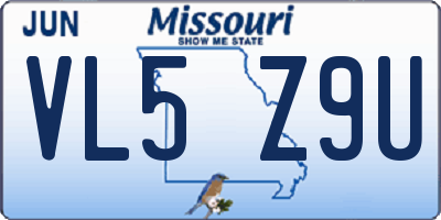 MO license plate VL5Z9U