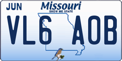 MO license plate VL6A0B
