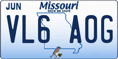 MO license plate VL6A0G