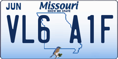 MO license plate VL6A1F