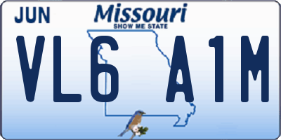 MO license plate VL6A1M