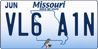 MO license plate VL6A1N