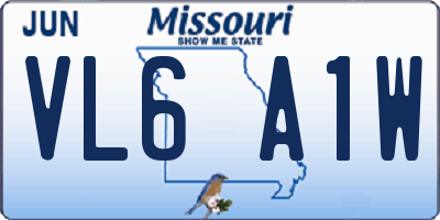 MO license plate VL6A1W