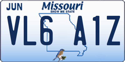 MO license plate VL6A1Z