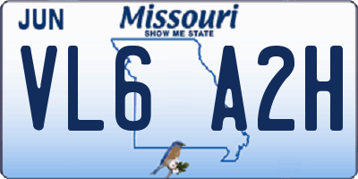 MO license plate VL6A2H
