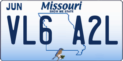 MO license plate VL6A2L