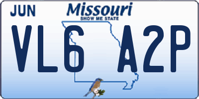 MO license plate VL6A2P