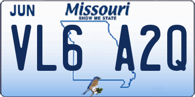 MO license plate VL6A2Q