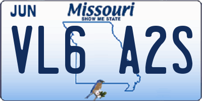 MO license plate VL6A2S