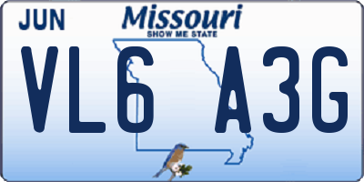 MO license plate VL6A3G