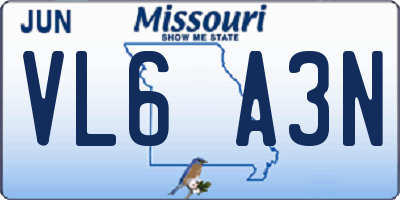 MO license plate VL6A3N
