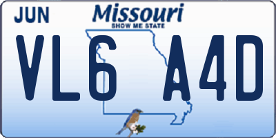 MO license plate VL6A4D