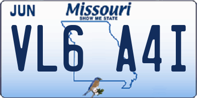 MO license plate VL6A4I